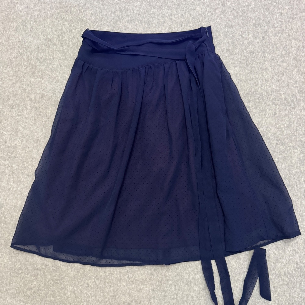 Tulle Navy Blue‎ Swiss Dot Chiffon A-Line Skirt with Sash Belt Size Small